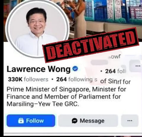 Image of Singapore PM's facebook page