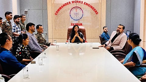 Ricky Kej discussing environmental sustainability with the Army at Tezpur