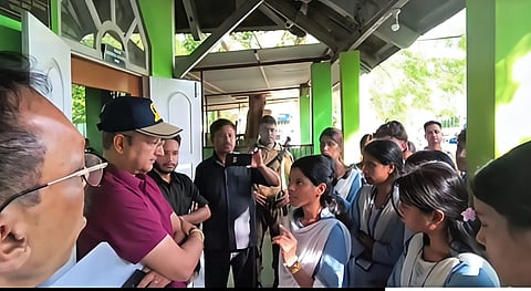 Image of Nagaon DC Devashish Sharma in a conversation with the students of Dawson Multipurpose School in Nagaon