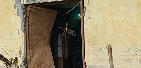 Image of the damage created by the herd of wild elephants lastnight in Hawaipur Gosai village