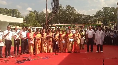 Image of people who came together to sing 'Manuhe Manuhor Babe' on the 14th death anniversary of Dr. Bhupen Hazarika