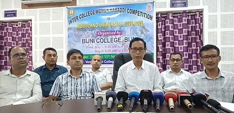 Image of the press meet held at Bijni College