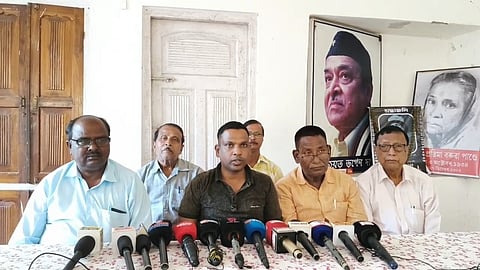 Image of the MLA Ajay Kumar Ray adrressing to the press conference at Bijni