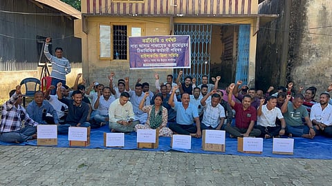 Image of the The statewide protest launched by employees of the Rural Development and Panchayat Department has gained momentum in Hailakandi district as well.