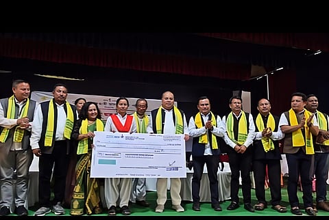 Image of Sonowal Kachari Autonomous Council felicitating meritorious students in Dibrugarh