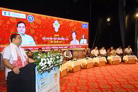 Image of Urban Affairs Minister Jayanta Malla Baruah while speaking at the event