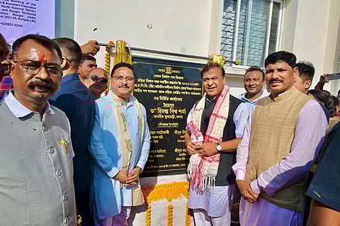 Image of Assam Chief Minister Himanta Biswa Sarma while inaugurating the new PWD office in Rangia