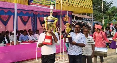 Image of Shashadhar Chandra Modak Memorial Football Tournament being inaugurated at Bhutiadanga