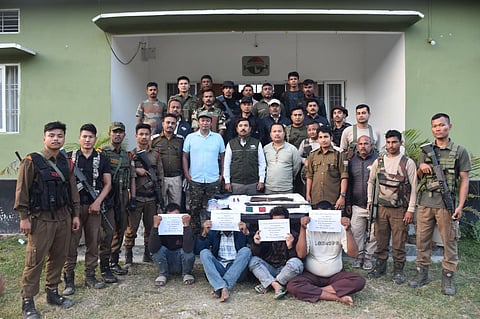 Image displays the arrested individuals in late-night anti-poaching operation in Biswanath district