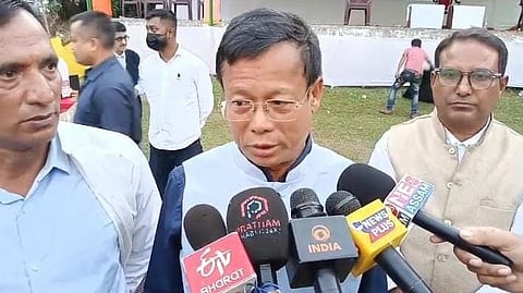 Majuli MLA Bhuban Gam speaks to media