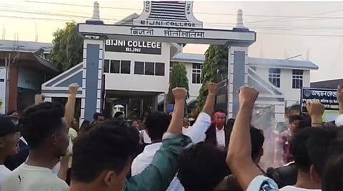 Image of the protest led by Bijni students
