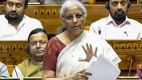 Image of Finance Minister Nirmala Sitharaman in the Parliament