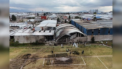 The site of the small plane crash in Mexico