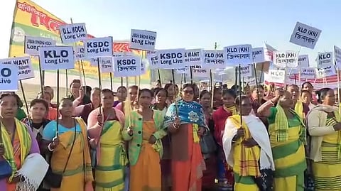 Image of the indefinite rail blockade earlier called in Kokrajhar