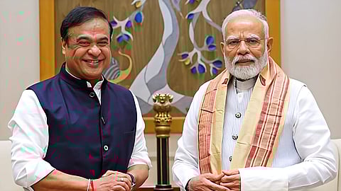 File photo of Assam Chief Minister Himanta Biswa Sarma on the left and Prime Minister Narendra Modi on the right
