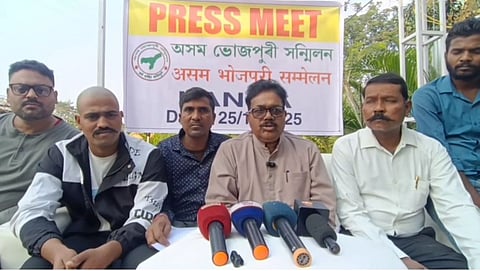 Image of the Assam Bhojpuri Sanmilan members during the press meet