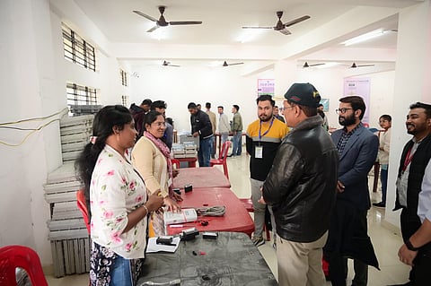 Image of Nagaon District Commissioner Devashish Sharma while reviewing the newly launched FLC of EVMs and VVPATs