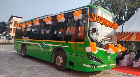 Image of the newly launched AC electric bus in Biswanath