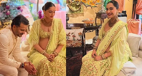 Sonam Kapoor redefines maternity fashion in custom cape lehenga for baby shower