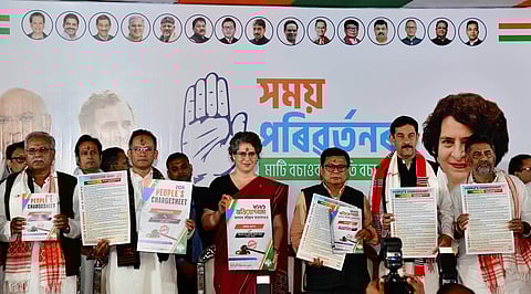 Guwahati: Priyanka Gandhi releases ‘people’s charge sheet against BJP government’