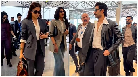 Rashmika Mandanna, Vijay Deverakonda arrive in Udaipur in coordinated outfits ahead of wedding