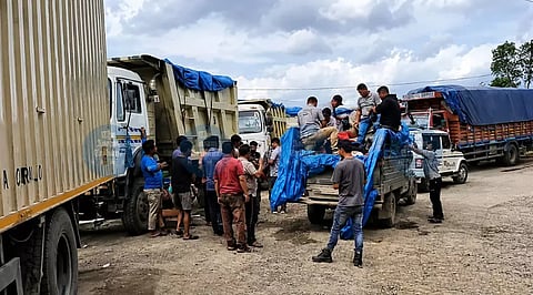 Stranded Vehicles At Manipur Highway