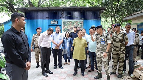 Sikkim Chief Minister Prem Singh Tamang inspecting the state guest house at Bagdogra