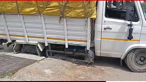Guwahati: Milk Tanker Gets Stuck After Newly Laid Drain Slab Collapses in Kahilipara