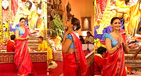 The actor turned heads in a stunning traditional look as she performed rituals and greeted fans at the festive venue