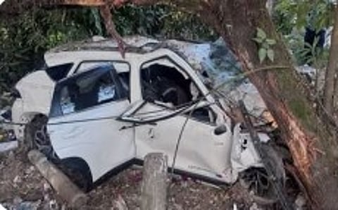 Speeding sedan rams into a tree on NH-37 during the early hours of Thursday; police launch investigation