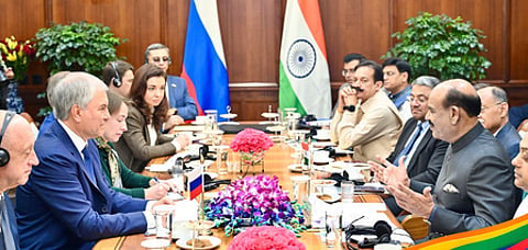 Om Birla, Russian Speaker Vyacheslav Volodin