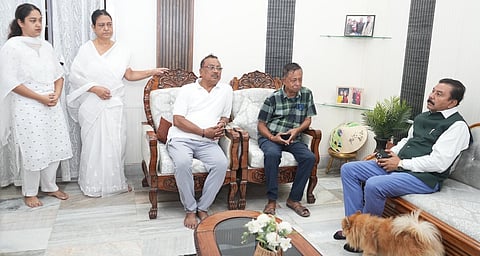 Assembly Speaker Ranjeet Kumar Dass Visits Bhudev Bharali’s Residence in Barpeta