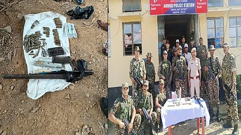 मणिपुर के इंफाल पूर्व में सुरक्षा अभियान के बीच हथियारों का जखीरा बरामद