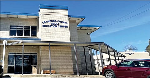 The Crawford County Adult Education Center shares a building with the Crawford County District Court and several other rehabilitation resource agencies.