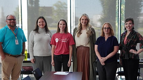 left to right: Troy Vaughn of Crowley’s Ridge Development Council, Shelly Burton of Habitat for Humanity of Northeast Arkansas, Melissa Van Scyoc of Arkansas Baptist Children & Family Ministries, Heather Shrader of Stepping Stone Sanctuary, Casey Kidd of NEA Family Crisis Center