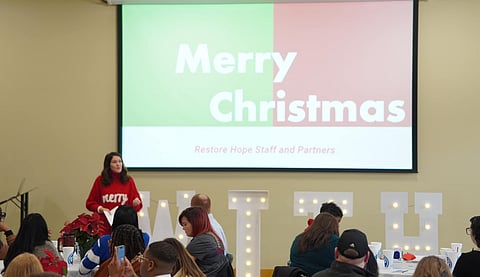Karen Phillips at the 2024 Restore Hope Christmas Party