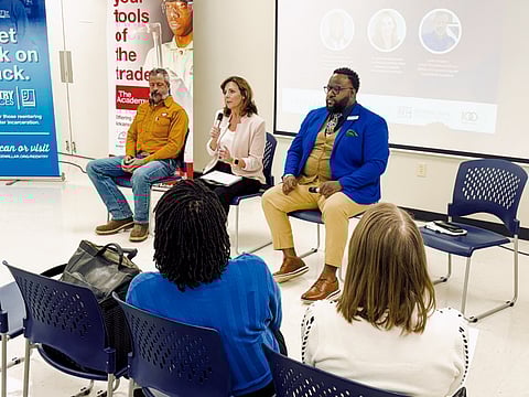 Mike Rogers, Arkansas Chief Workforce Officer; Edie Stewart, Senior Vice President and Chief Mission Officer for Goodwill, and Jherrithan Dukes, Vice President of Education and Training for Goodwill