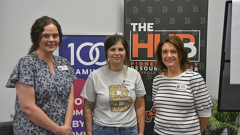 Paula Williams, Jennifer Worthington, and Lorrie McClure with the Batesville School District. The school district serves as a key partner in the 100 Families Initiative in Independence County, Arkansas.