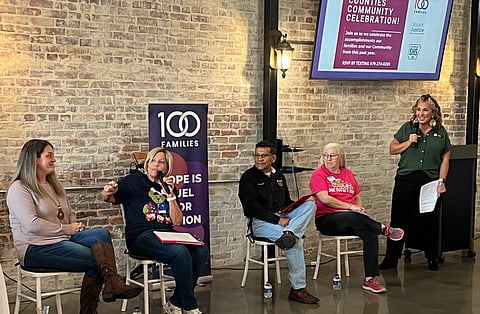 Panelists and County Coordinator Tiffany Beaudry lead the 100 Families Alliance Meeting for Pope and Yell County.