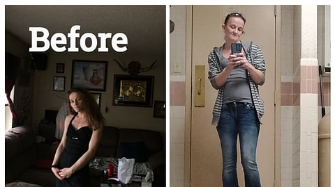 Jessica in her addiction and 2 years sober