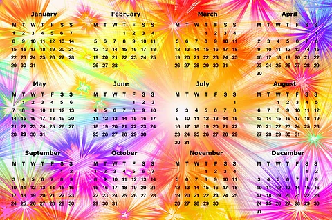 Joyful Calendar With Fireworks