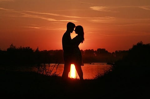 Romance Sun Sunset Couple Shadow Love Water