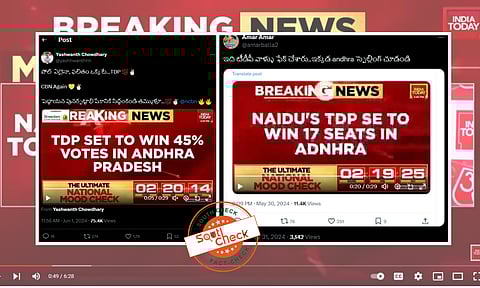 Fact check: ఇండియా టుడే (India Today) నిర్వహించిన మూడ్ అఫ్ నేషన్ పొల్లను, ఎగ్జిట్ పోల్ అంటూ తప్పుగా షేర్ చేస్తున్నారు