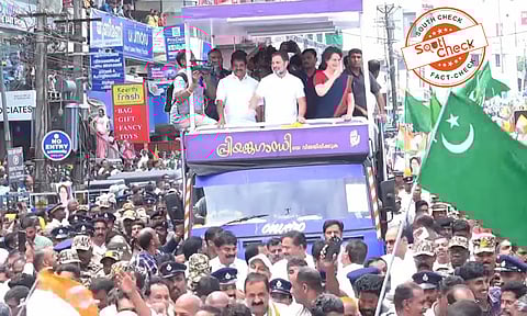 Fact Check: IUML party flag falsely claimed as Pakistan Flag at Priyanka Gandhi's Wayanad roadshow