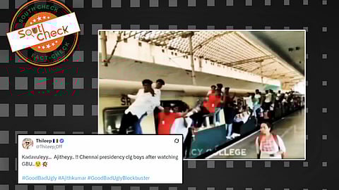 "குட் பேட் அக்லி" திரைப்படத்தை பார்த்துவிட்டு அபாயகரமான முறையில் ரயிலில் பயணம் செய்த கல்லூரி மாணவர்கள்