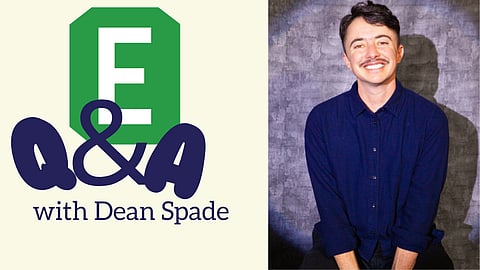 Text reads "Q&A with Dean Spade) next to a professional photo of Dean Spade smiling.