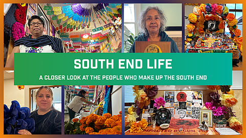 A collage highlighting the people and organizations creating ofrendas at El Centro de la Raza.