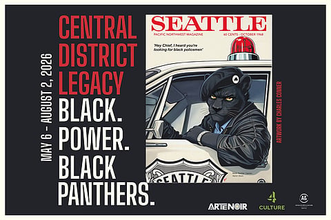 Flyer for the "Central District Legacy: Black. Power. Black Panthers" exhibit.