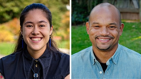 Close-up photos of Tatiana Brown and Chipalo Street, each of them smiling widely.
