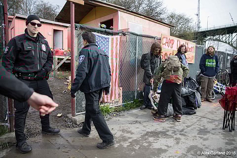 A Homeless Community Scatters as Camp Dearborn Swept